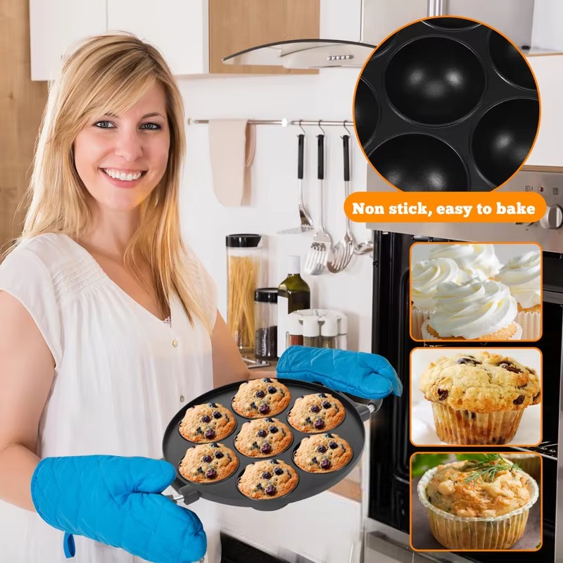7-Cavity Aluminum Mold for Pan - đánh giá và giá Takoyaki Grill Plate